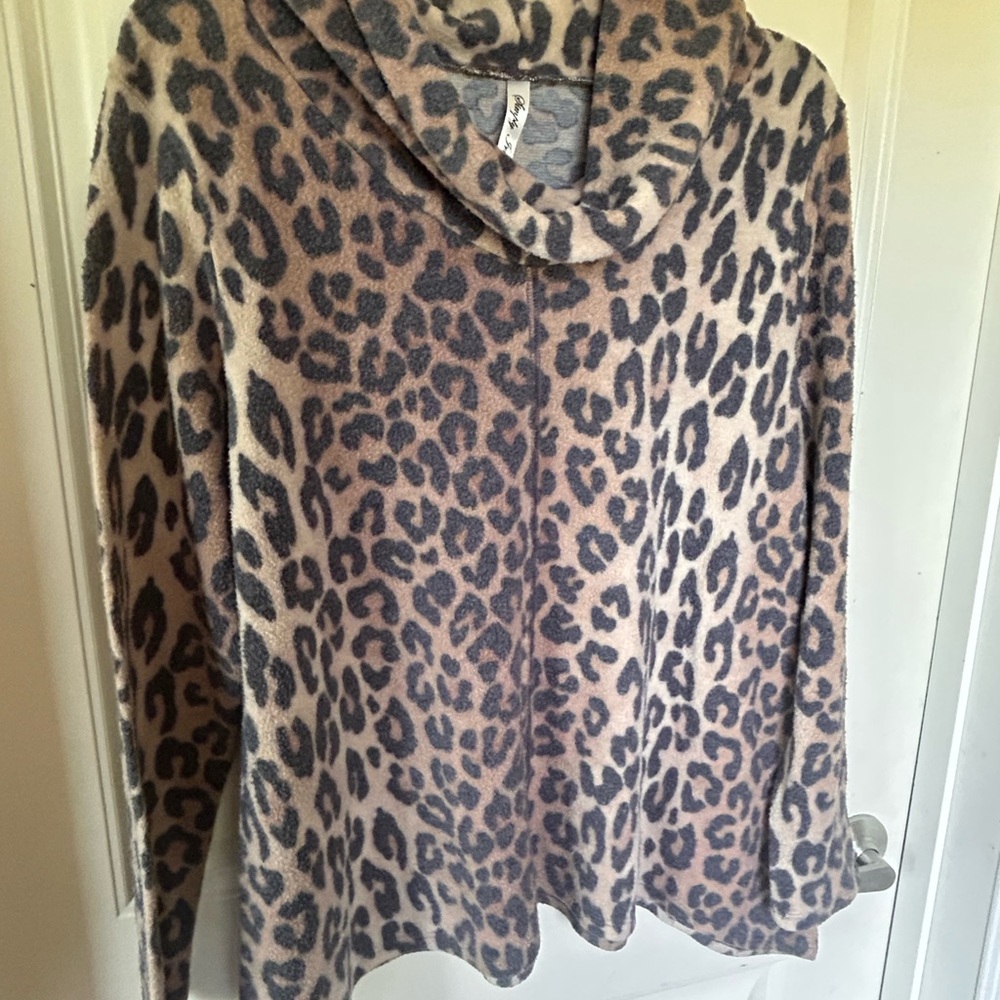 Leopard Print Cowl Neck Sweater